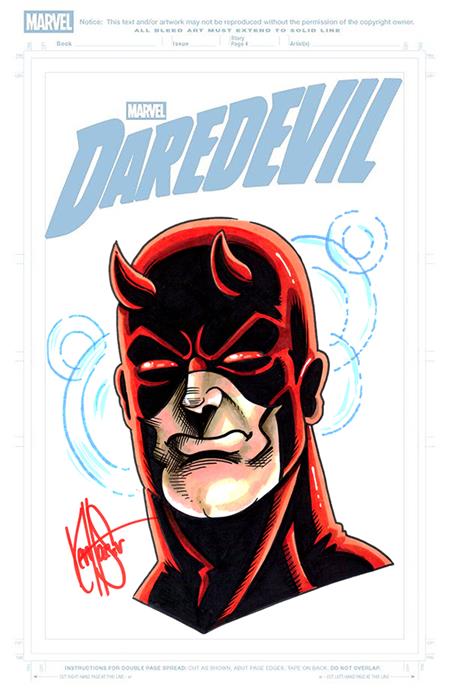 DF DAREDEVIL #1 BLANK VARIANT SIGNED AND REMARKED BY KEN HAESER WITH A DAREDEVIL SKETCH