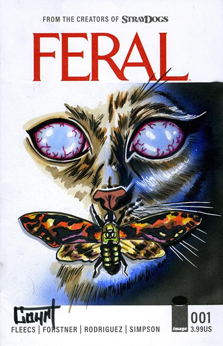 DF FERAL #1 BLANK VARIANT SIGNED AND REMARKED WITH A SILENCE OF THE LAMBS HOMAGE SKETCH BY JESSICA COURT