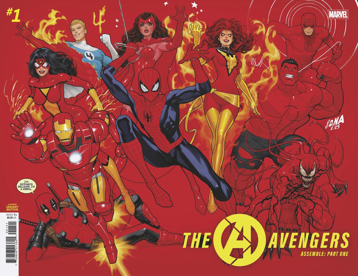 AVENGERS #1 DAVID NAKAYAMA COLOR BLOCK RED WRAPAROUND VARIANT