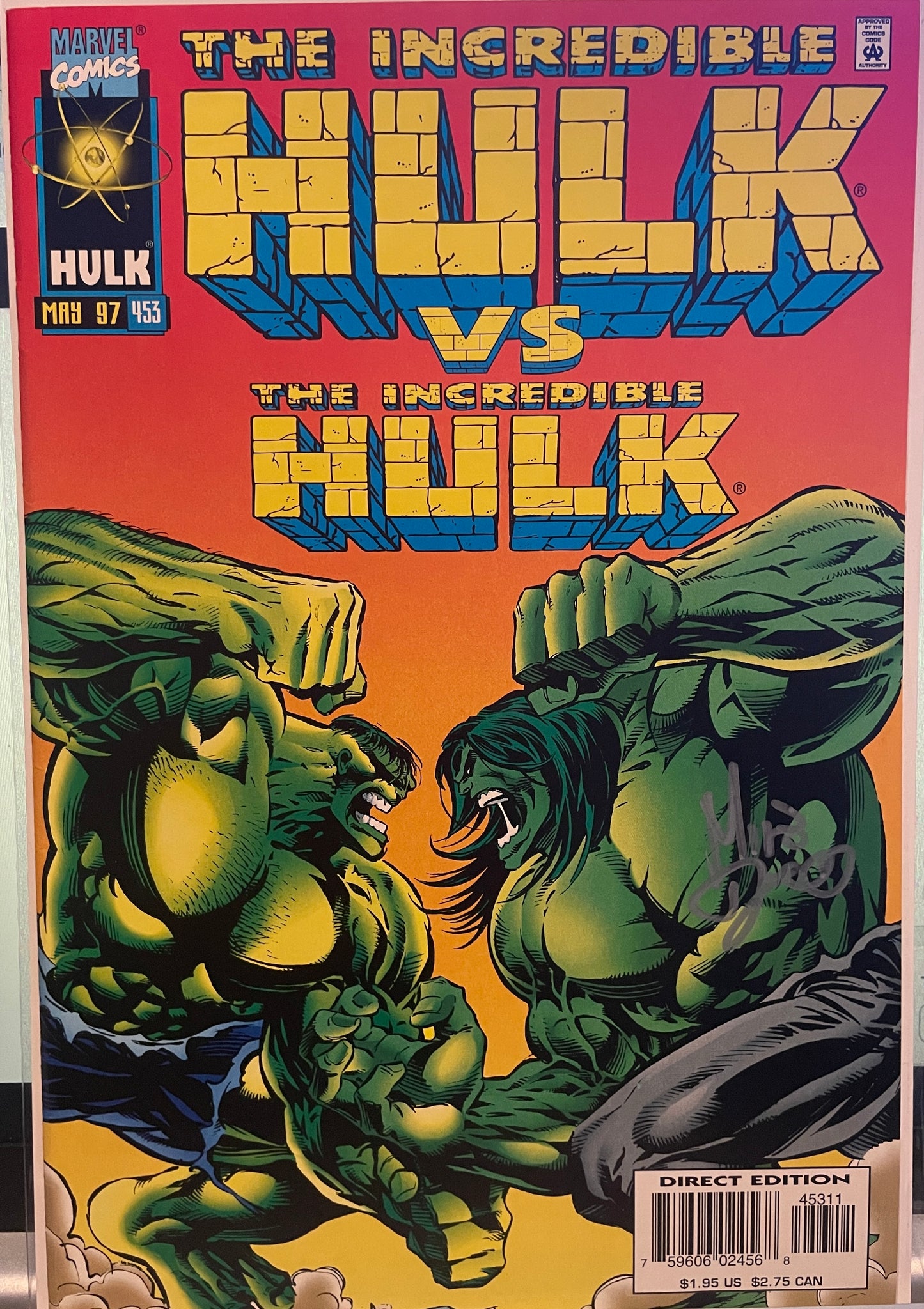 INCREDIBLE HULK, VOL. 1 #453 SIGNED BY DEODATO