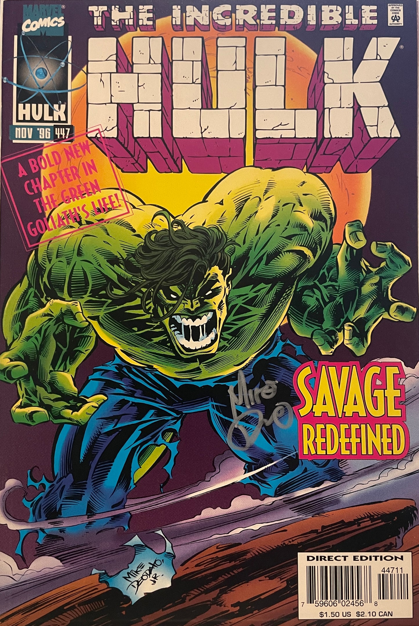 INCREDIBLE HULK, VOL. 1 #447 CVR C SIGNED BY DEODATO