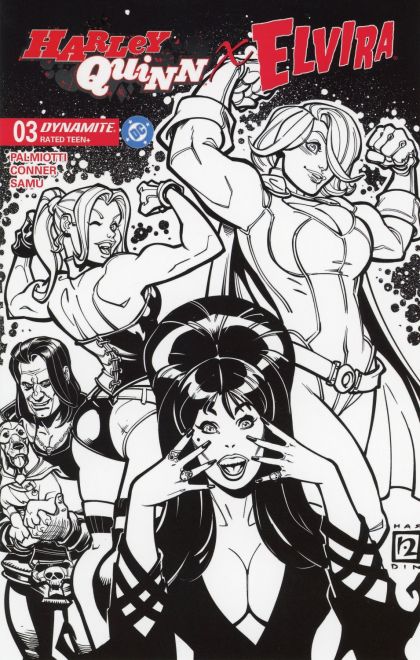 Harley Quinn X Elvira #3 Chad Hardin Blind Bag B&W Variant