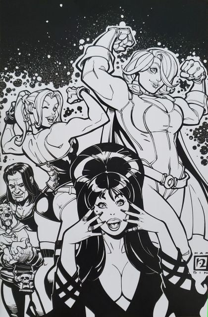 Harley Quinn X Elvira #3 Chad Hardin Blind Bag B&W Virgin Variant
