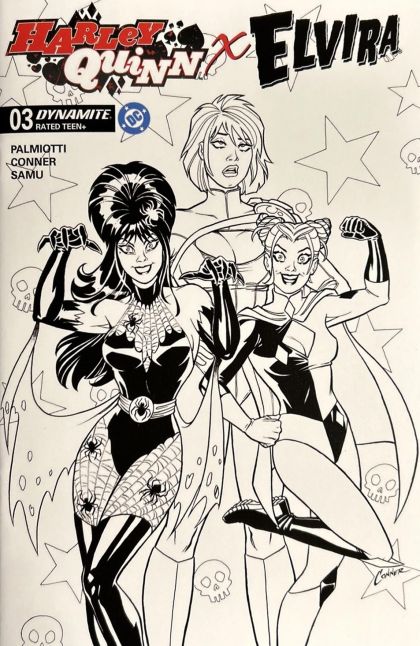 Harley Quinn X Elvira #3 Amanda Conner Blind Bag B&W Variant