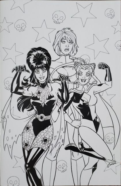 Harley Quinn X Elvira #3 Amanda Conner Blind Bag B&W Virgin Variant