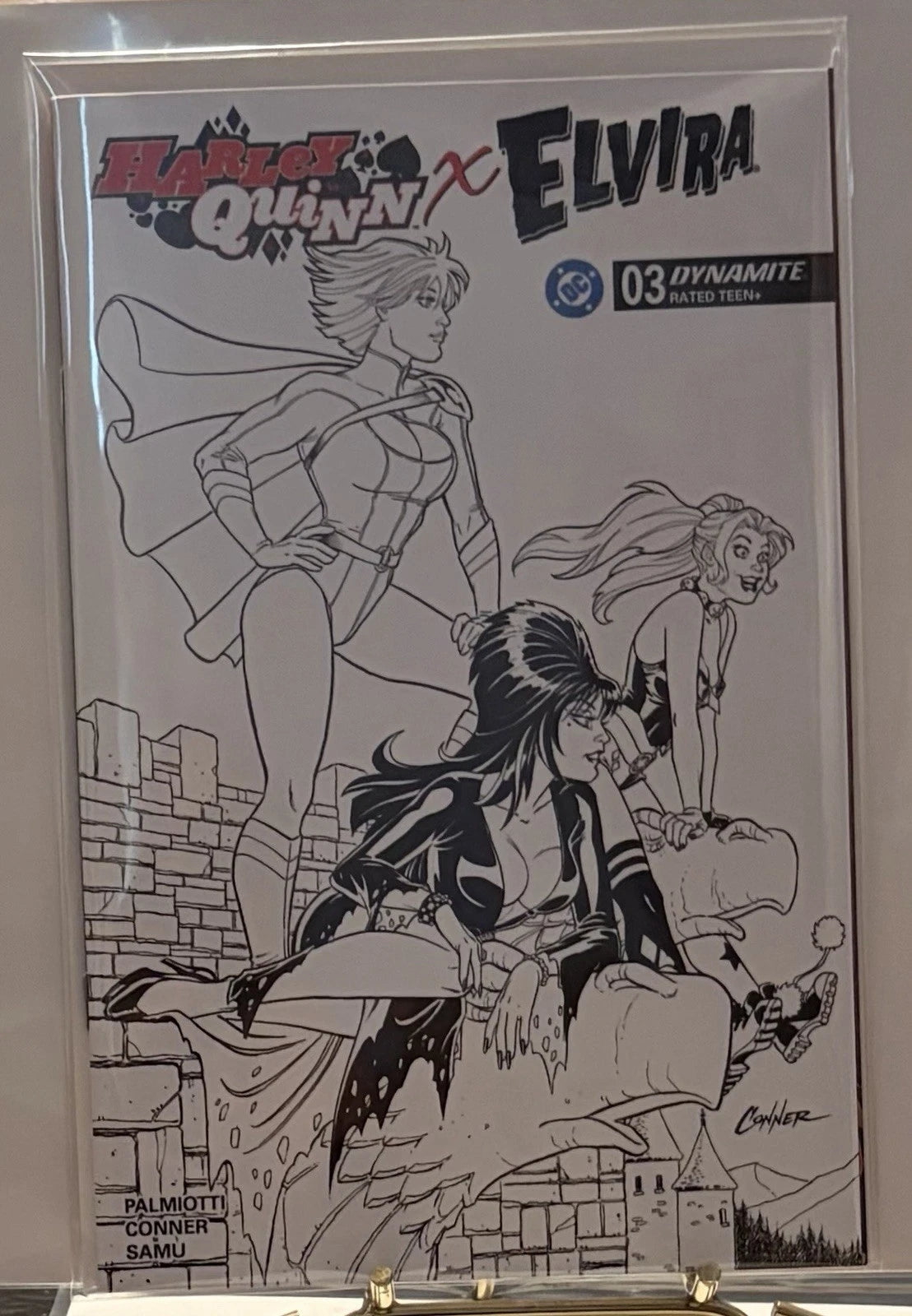Harley Quinn X Elvira #3 Amanda Conner Blind Bag B&W Variant